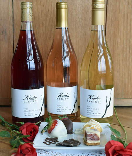 Valentine's Day Plates and wine pairing Keuka Spring Vineyards