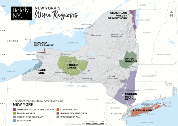 Map of wine regions of NYS