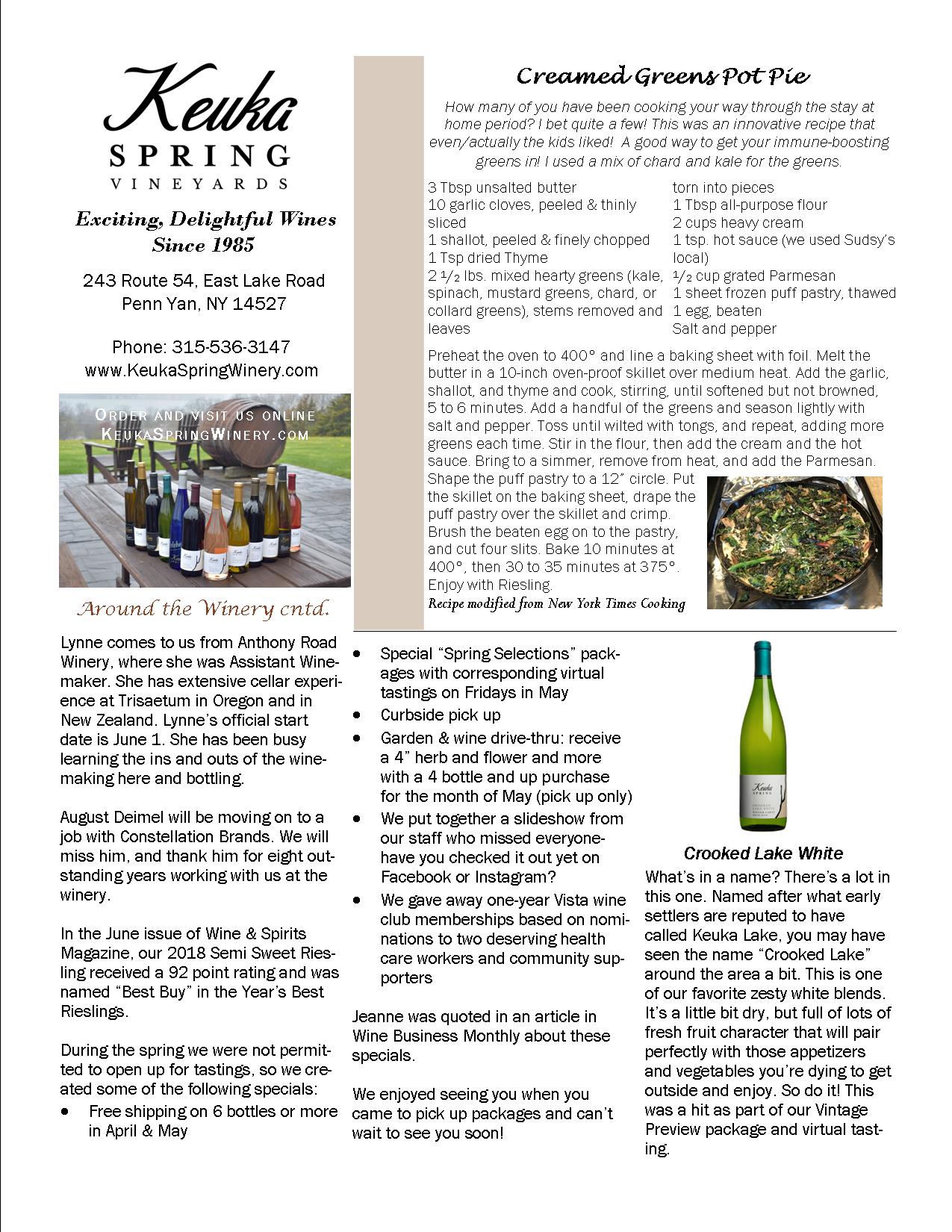 Page 2 of Spring Vista Wine Club Newsletter