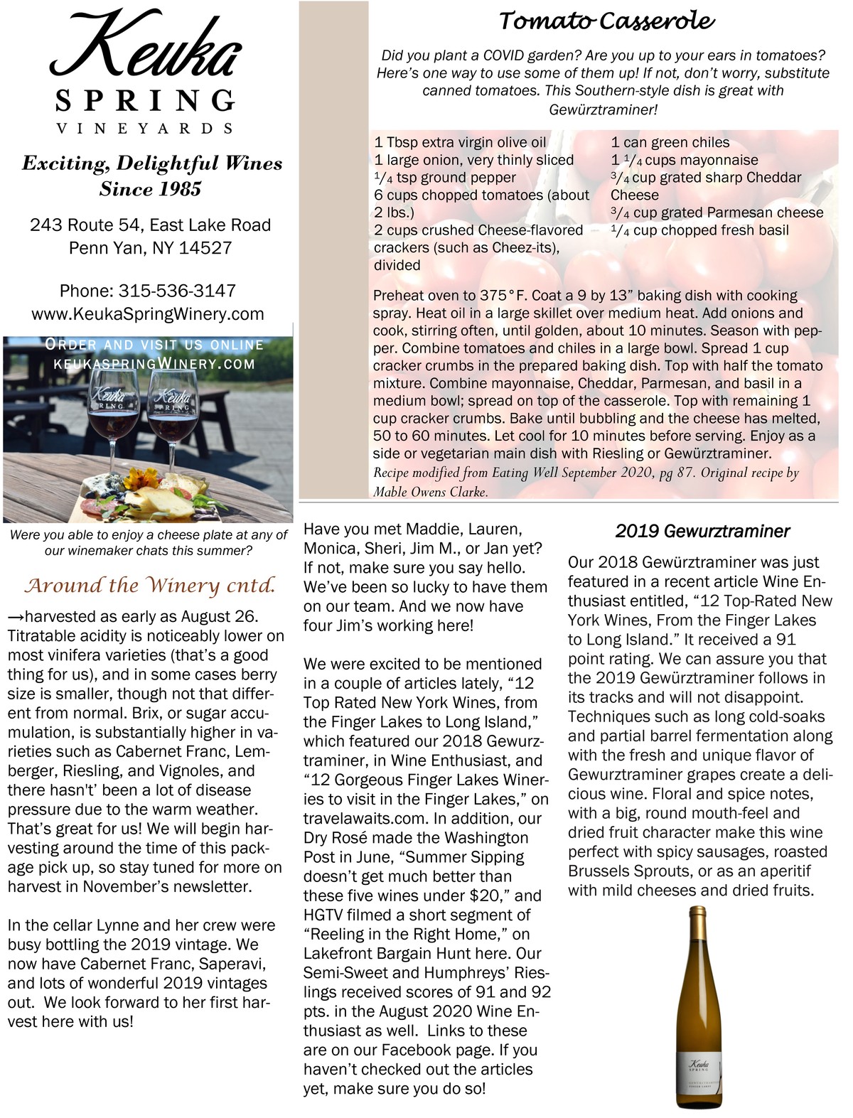 Vista Wine Club Newsletter Harvest 2020 page 2