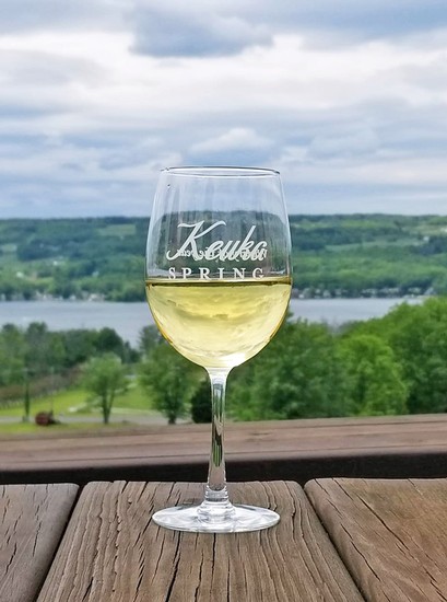 Keuka Spring glass of white wine